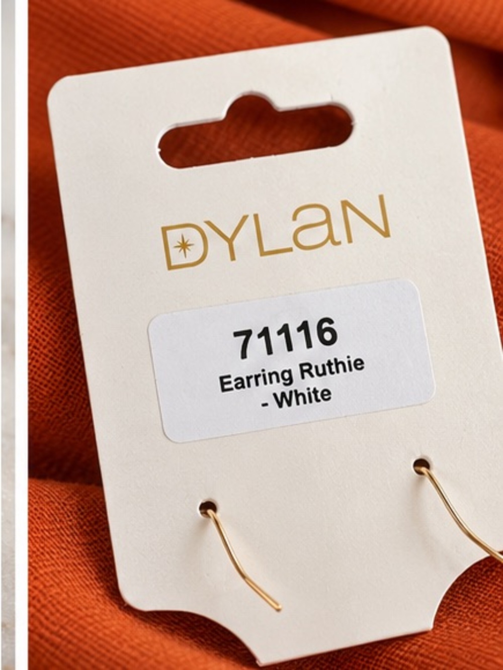 dylan Gold and White Marble-Effect Bead Drop Earrings - Picture 6 of 6
